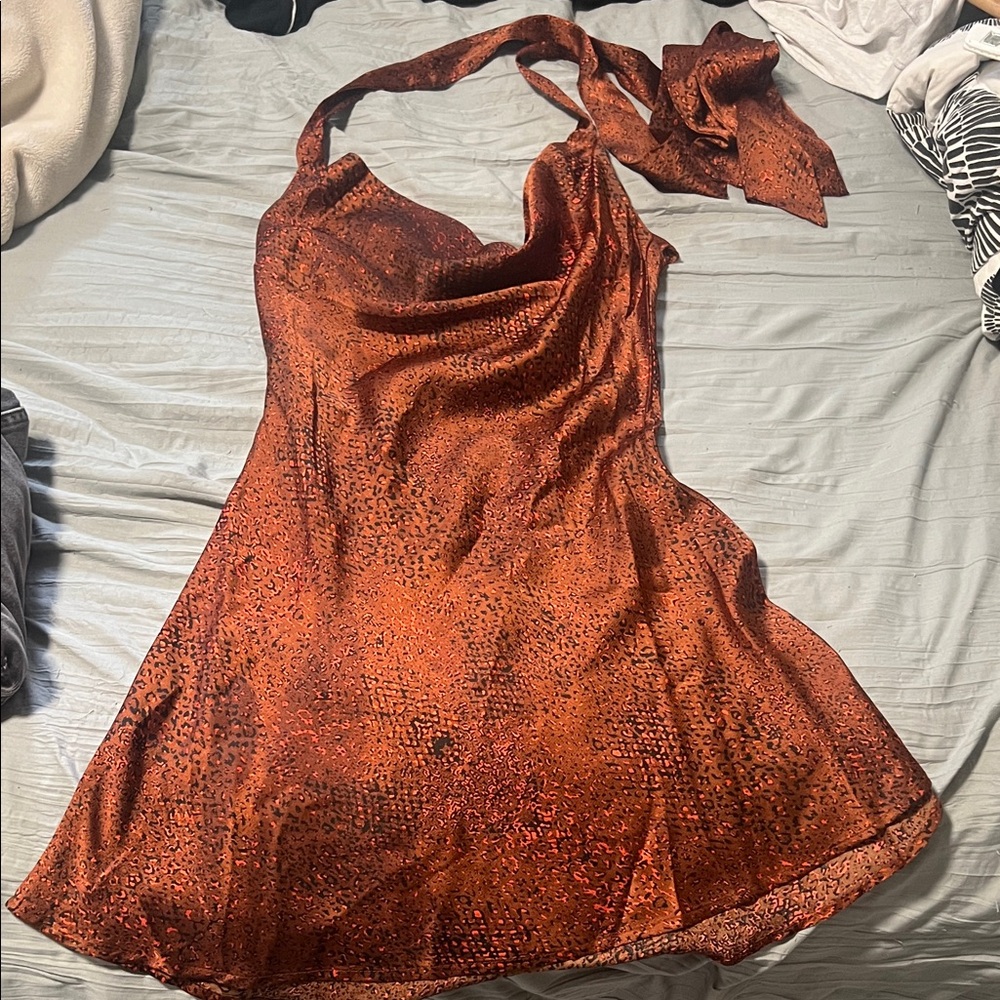 Burnt orange Halter Dress